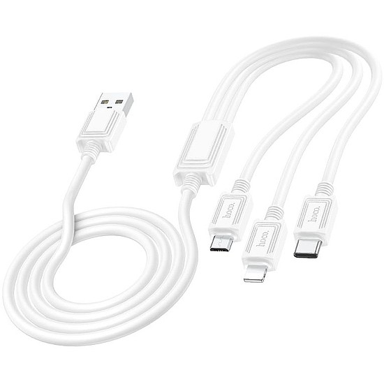 Hoco X74 3in1 gyorstöltő kábel (Type-C, Micro, Lightning), 100W, 1m, fehér