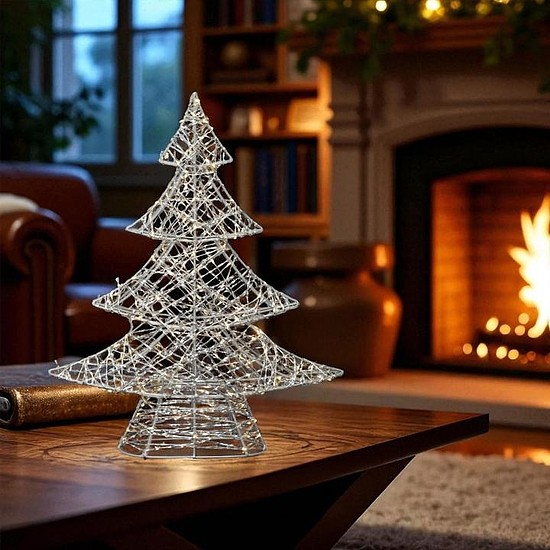 Home KAD45 fém fenyő dekoráció, 160db melegfehér micro LED, 5 m tápvezeték, adapteres tápellátás, beltéri kivitel