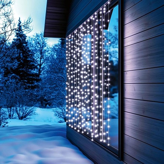 HOME KAF400DWH DOT LED-es fényfüggöny, 400 db hidegfehér DOT LED, 2x2m, 8 program, ismétlődő időzítés, hálózati tápellátás, kül- és beltéri kivitel