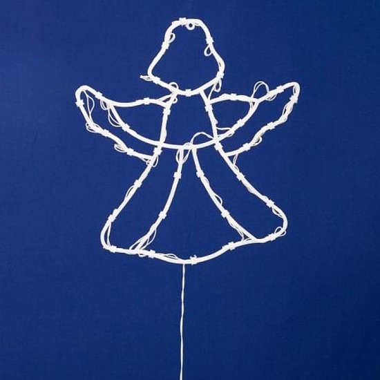 HOME KID501BWW LED-es angyal ablakdísz, 33x30 cm, 35 db melegfehér LED, időzítő, elemes tápellátás, beltéri kivitel