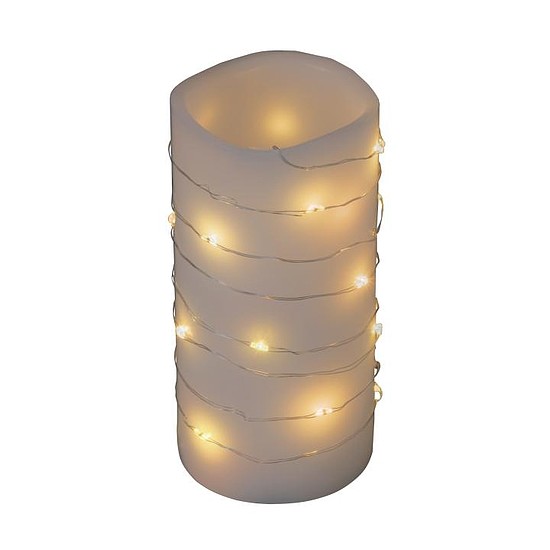 Home MLF 26/WW micro LED-es fényfüzér, 2 m / 20 db melegfehér micro LED, állófényű, átlátszó vezeték, időzíthető, gombelemes, lapos elemtartó, beltéri kivitel