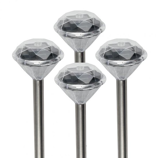 Home MX 802/4 napelemes kerti lámpa szett, 4 db, 1 db LED, fém és műanyag, automatikus, kristályszerű fej