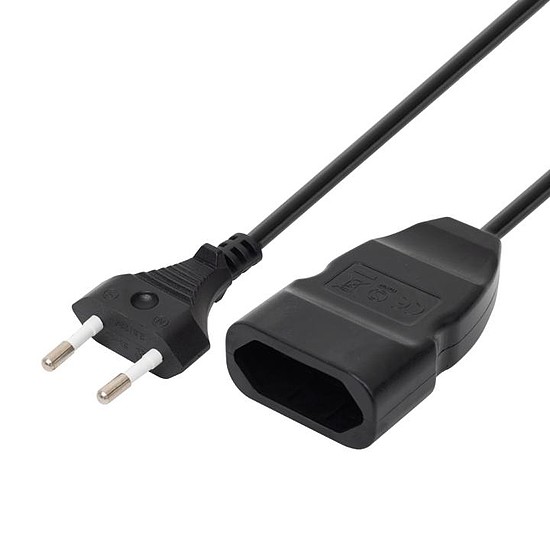 Home NV 12-5/BK EURO kéteres hosszabbító, 5 m, H03VVH2-F 2x0,75 mm2 kábel, 250V~/2,5A/max.575W, fekete színű