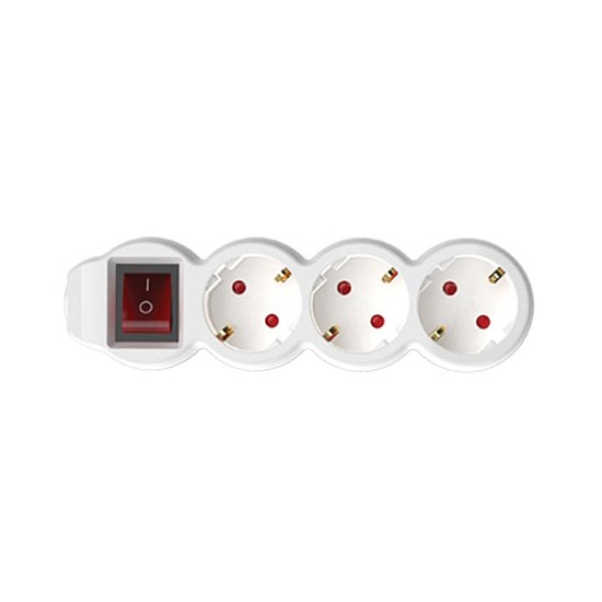 Home NV 3K/WH/1,5 hálózati elosztó, 1,5 m, H05VV-F 3G1,5 mm2 kábel, kétpólusú kapcsoló, IP20 kivitel, 3 védőérintkezős aljzat, max. 3500W, fehér