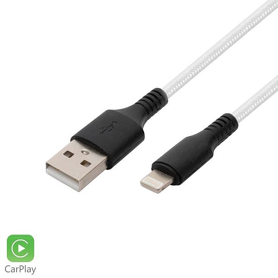 Home USBAL1 töltőkábel, USB A / Lightning, 2.1A, 1m, szövött, fehér