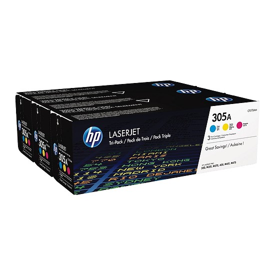 HP CF370AM No.305A CE411A + CE412A + CE413A Multipack Cyan Magenta Yellow lézertoner eredeti 3x2,6K