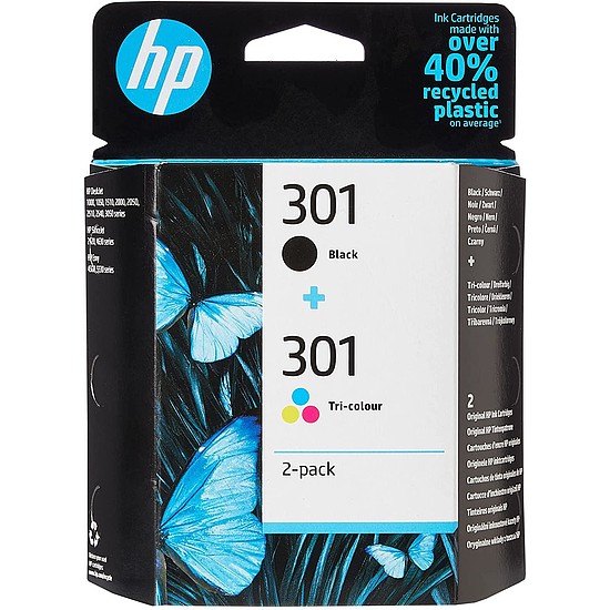 HP N9J72AE No.301 Multipack Black + Color tintapatron eredeti (CH561E + CH562EE, (J3M81AE utódja))