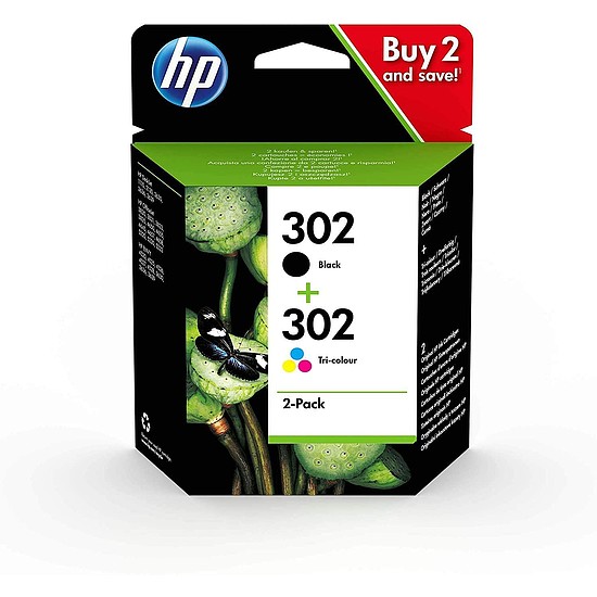 HP X4D37AE No.302 Multipack Black + Color tintapatron eredeti (F6U65AE + F6U66AE)