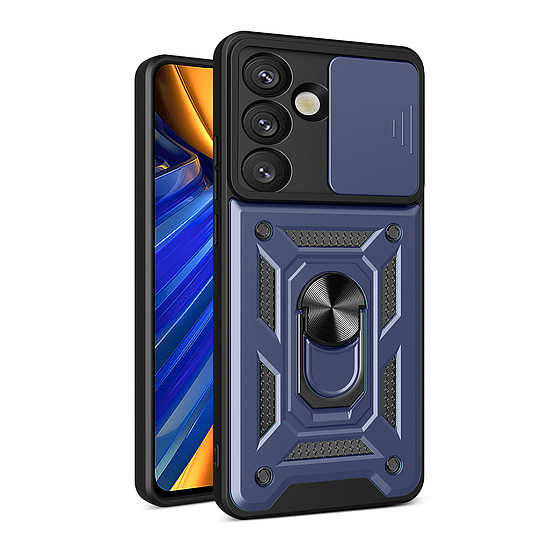 Hybrid Armor Camshield állvánnyal és kameravédővel Samsung Galaxy S25 Edge-hez - kék