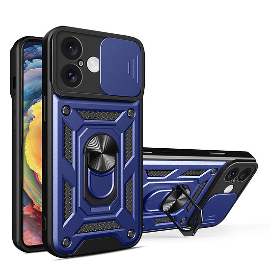 Hybrid Armor Camshield iPhone 16 tok kameravédővel és állvánnyal - kék