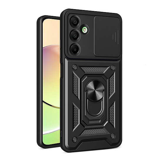 Hybrid Armor Camshield kameravédővel és fémgyűrűvel Samsung Galaxy A16 / A16 5G-hez - fekete