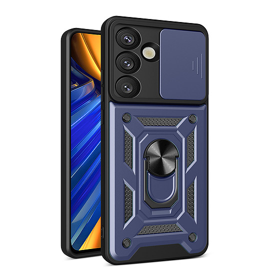 Hybrid Armor Camshield kameravédővel és fémgyűrűvel Samsung Galaxy S25 készülékhez - kék