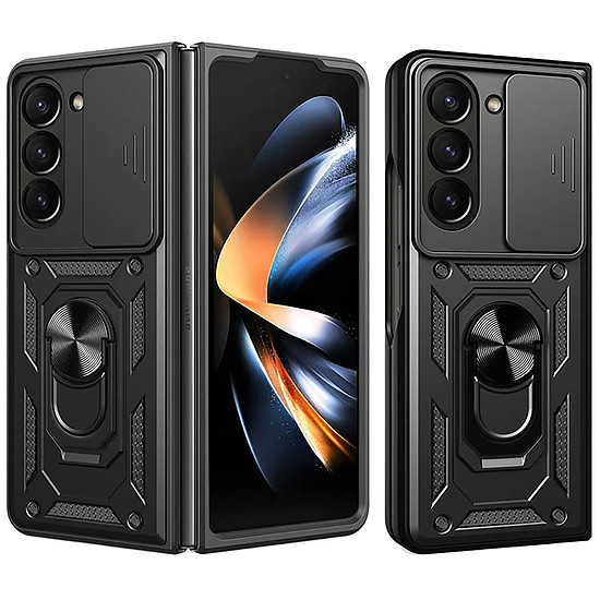 Hybrid Armor Camshield páncélozott tok állvánnyal és kameravédővel Samsung Galaxy Z Flip 7-hez - fekete