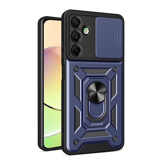 Hybrid Armor Camshield tok kameravédővel és fémgyűrűvel Samsung Galaxy A16 / A16 5G-hez - kék