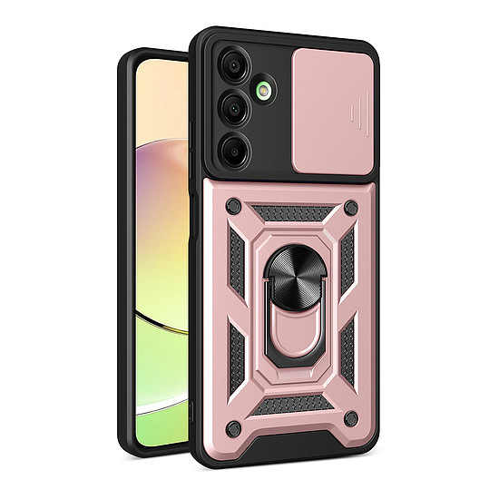 Hybrid Armor Camshield tok kameravédővel és fémgyűrűvel Samsung Galaxy A16 / A16 5G-hez - rózsaszín