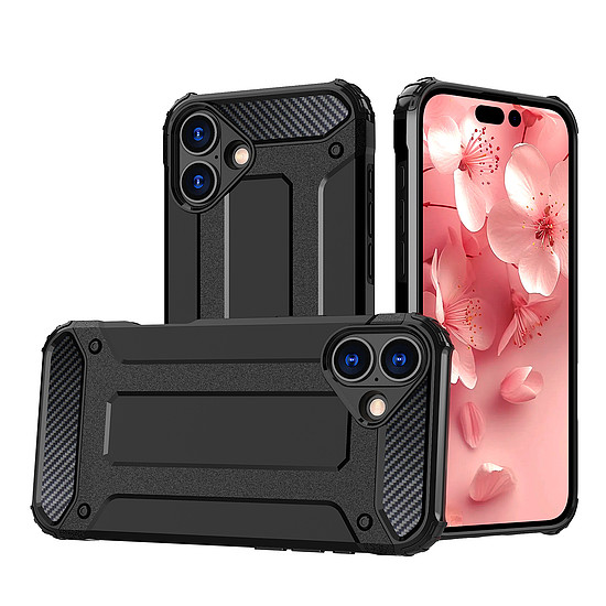 Hybrid Armor iPhone 16 Plus tok - fekete