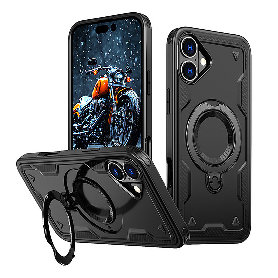 Hybrid Armor trendi MagSafe-fel töltött iPhone 16 Plus-tok - fekete