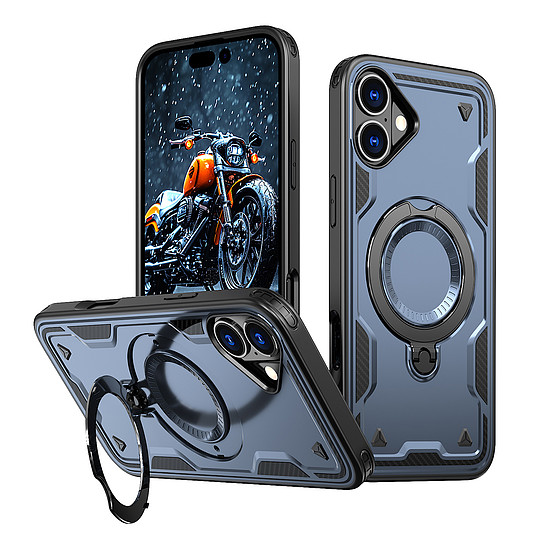 Hybrid Armor trendi MagSafe-fel töltött iPhone 16 Plus-tok - kék