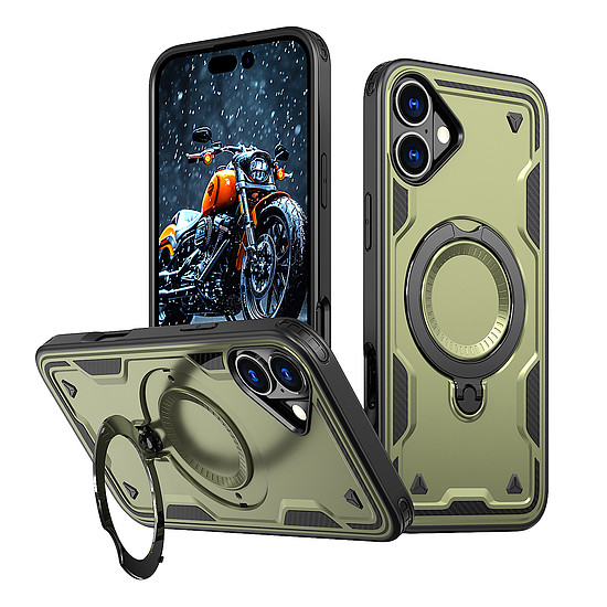 Hybrid Armor trendi MagSafe-fel töltött iPhone 16 Plus-tok - zöld
