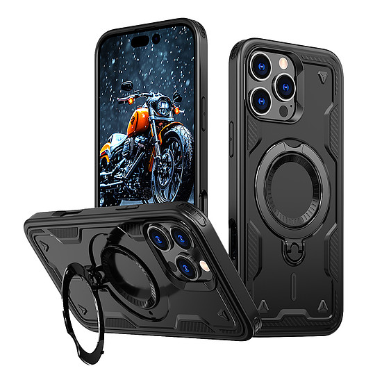 Hybrid Armor trendi MagSafe-fel töltött iPhone 16 Pró-tok - fekete