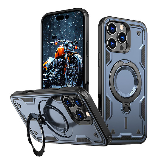 Hybrid Armor trendi MagSafe-fel töltött iPhone 16 Pró-tok - kék