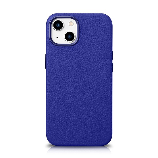 iCarer Litchi prémium bőrtok iPhone 14 Plus mágneses bőrtok MagSafe sötétkék színnel (WMI14220711-DB)