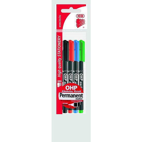 Ico OHP Top Marker -S- alkoholos rostirón tűhegy 0,3mm 4db-os készlet