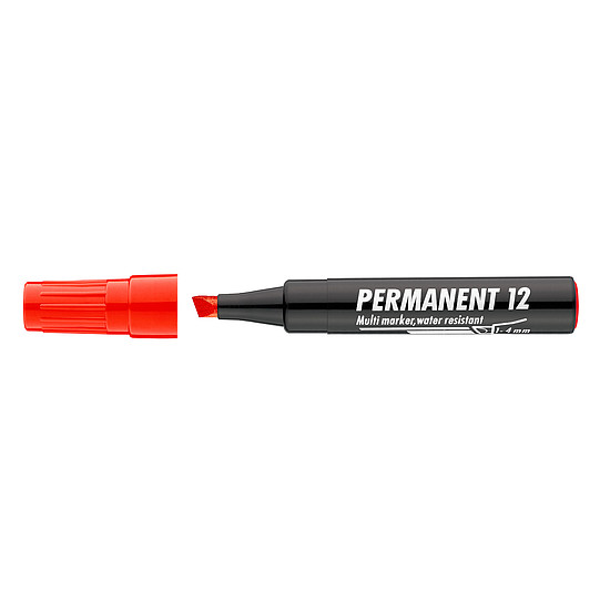 Ico Permanent 12 alkoholos marker piros, vágott hegy 1-4mm