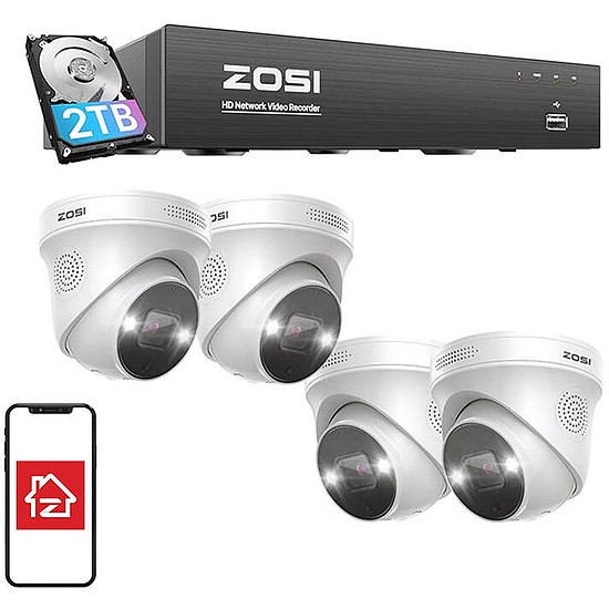 IP kamera ZOSI C225 4 db WiFi 5MP + NVR 8ch + 2TB HDD (8SN-2255AW4-20)