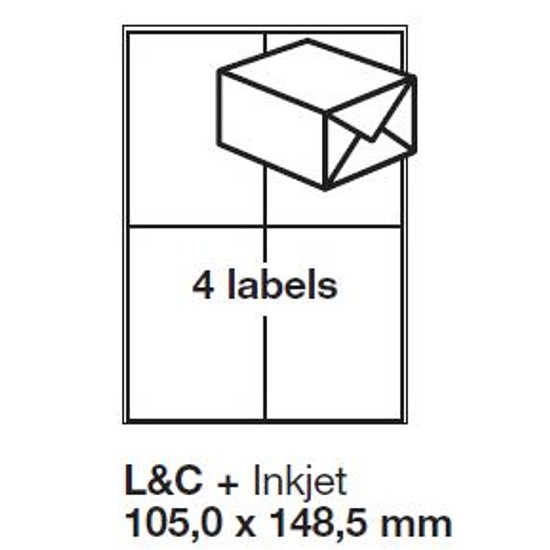 Jac 20043 20340 105x148,5mm 2 pályás univerzális etikett 4 címke/ív 100ív/doboz megszűnő