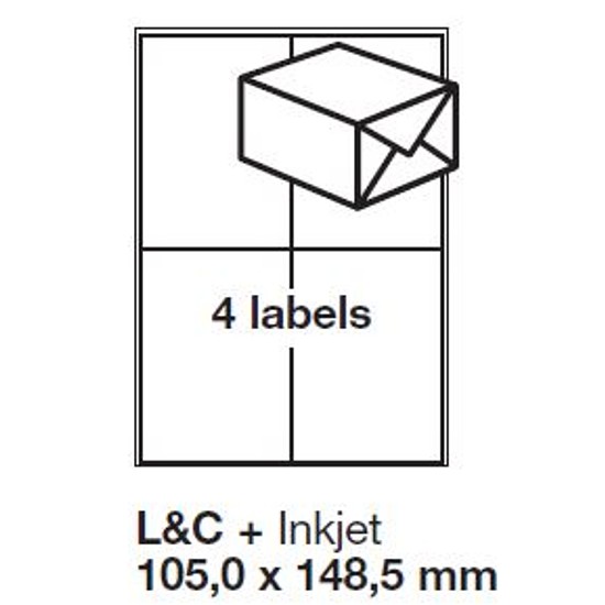 Jac C 105148 105x148,5mm 2 pályás univerzális etikett 4 címke/ív 200ív/doboz megszűnő