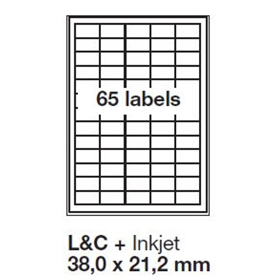 Jac C 3821 38x21,2mm 5 pályás univerzális etikett 65 címke/ív 200ív/doboz