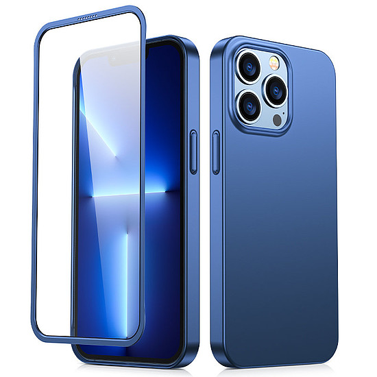 Joyroom 360 Full Case elő- és hátlap iPhone 13 Pro Max-hoz + edzett üveg kijelzővédő fólia kék (JR-BP928 kék)