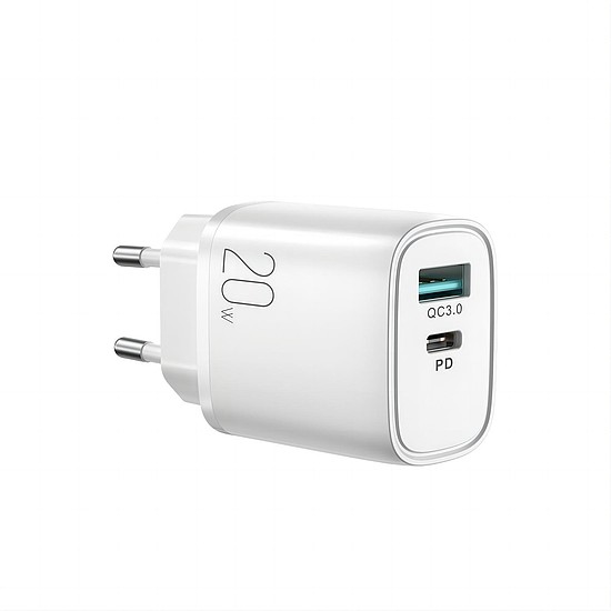 Joyroom gyorstöltő USB-A QC3.0 / USB-C PD 20W fehér (L-QP2011)