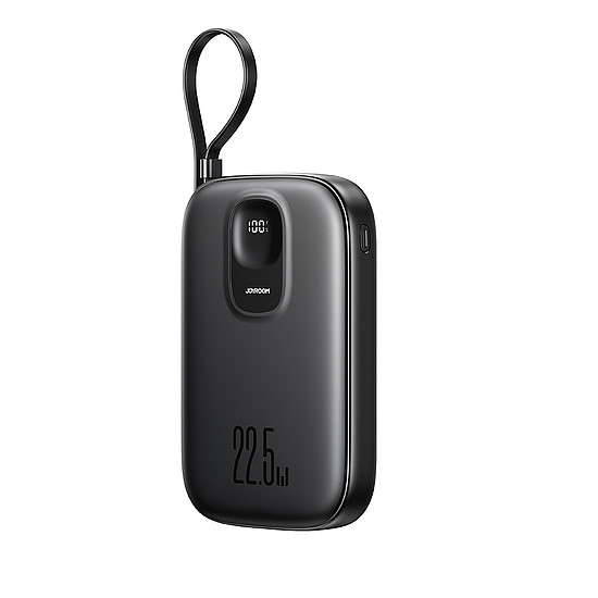 Joyroom JR-PBF18 22.5W 10000mAh Powerbank beépített Lightning kábellel + USB-C kábellel 0.25 cm - fekete