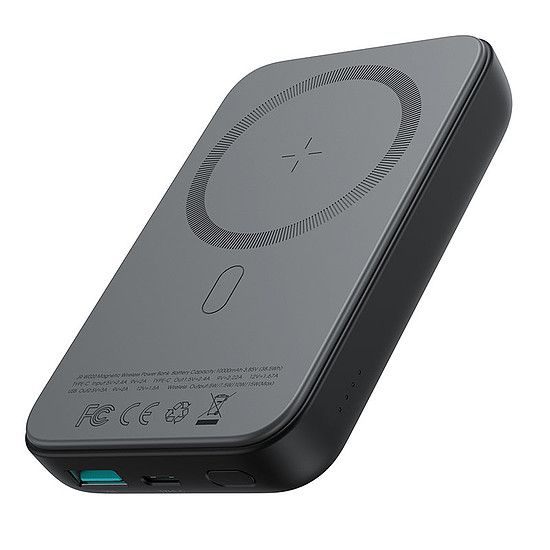 Joyroom Power Bank 10000mAh 20W Power Delivery gyorstöltő mágneses Qi 15W vezeték nélküli töltő iPhone-hoz, MagSafe Black kompatibilis (JR-W020 fekete)