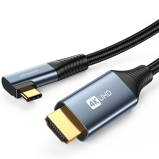 Joyroom SY-20C1 USB-C (szögletes) / HDMI (egyenes) kábel 4K 60Hz 2m - szürke