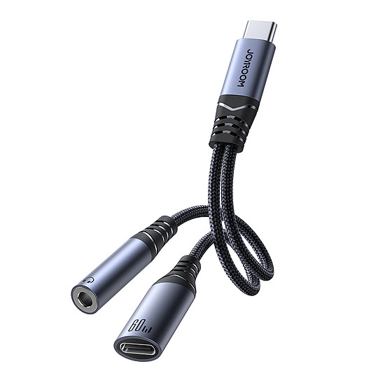 Joyroom SY-C02 2in1 DAC adapter USB-C - USB-C / 3,5 mm-es mini jack - fekete
