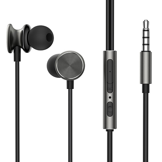 Joyroom Wired Series JR-EW03 vezetékes fülhallgató - sötétszürke - Akció a készlet erejéig !