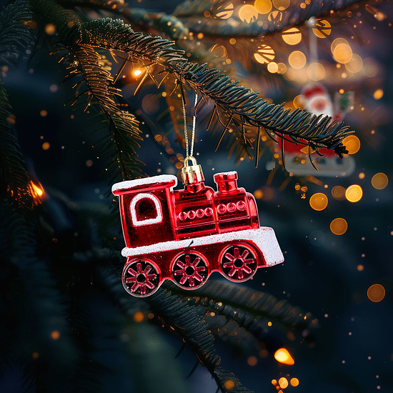 Karácsonyfadísz - fényes vonat - 8 x 6 x 3 cm (58586)