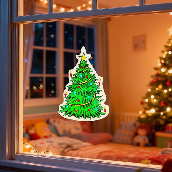 Karácsonyi ablakdekoráció - karácsonyfa - tapadókorongos - 30 x 29 cm (59736C)