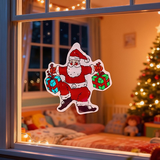 Karácsonyi ablakdekoráció - Mikulás - tapadókorongos - 30 x 29 cm (59736A)