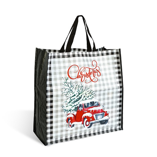 Karácsonyi ajándéktáska - fekete - 45 x 44 x 19 cm (59714B)