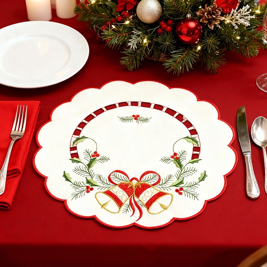 Karácsonyi asztalterítő - hímzett - 29 cm - 3 féle (59723)