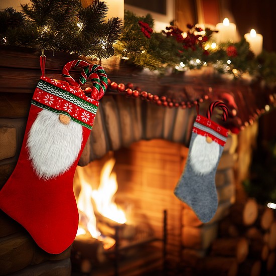 Karácsonyi csizma - 45 cm - textil - 2 féle (58669A)