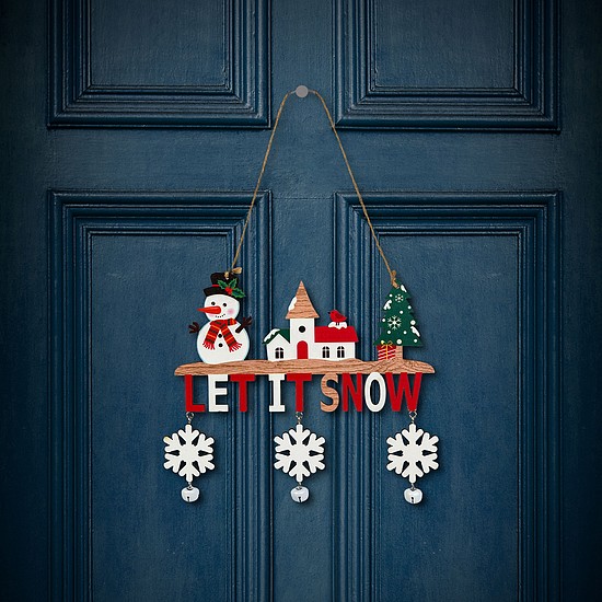 Karácsonyi dekoráció - akasztható - fa - csengettyűvel - 23 x 20 cm - 2 féle (59742)