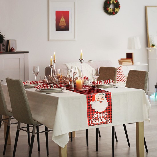 Karácsonyi dekoráció - asztalterítő futó - Mikulás - 183 x 33 cm (59732A)