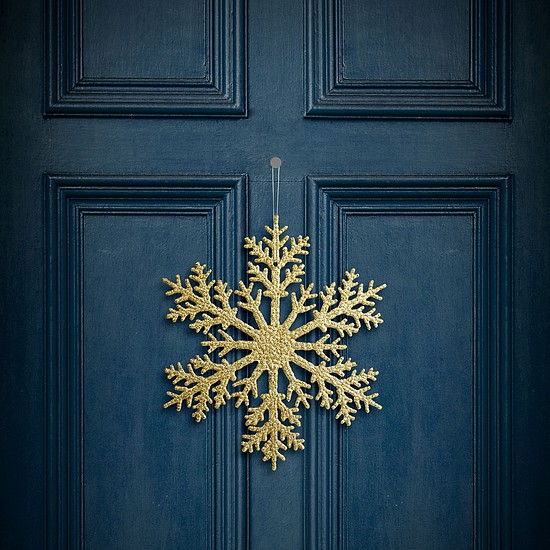 Karácsonyi dekoráció - jégkristály - glitteres arany - akasztható - 31 cm (59704A)