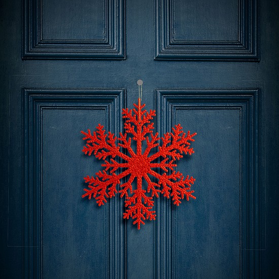 Karácsonyi dekoráció - jégkristály - glitteres piros - akasztható - 31 cm (59704C)