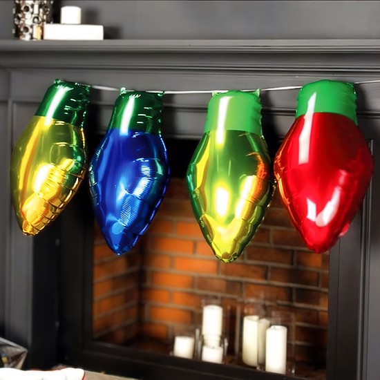 Karácsonyi dekoráció - lufi - klasszikus izzó - 26 x 43 cm - 4 db / csomag (59715)